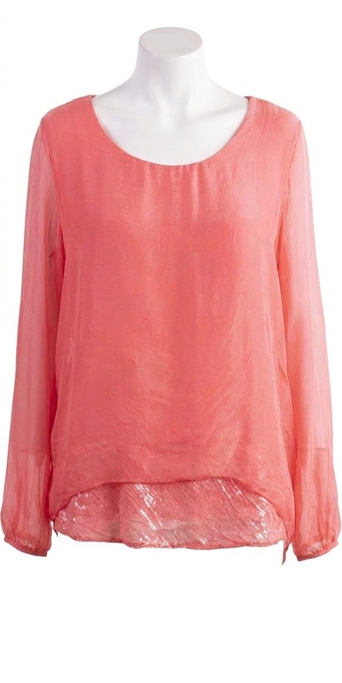 NEW GIGI MODA tara sleeve scoop neck blouse in coral